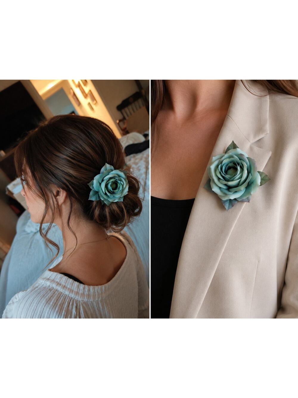 of 9 Fabric Flower Hair Clips & Brooch Pins Assorted Rose Floral Accessories